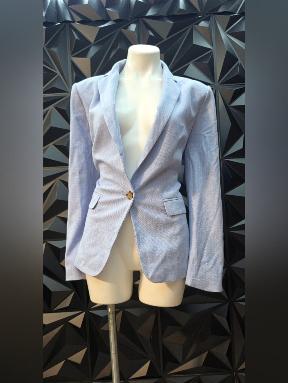 Ann Taylor Light Blue Single-Button Tailored Blazer